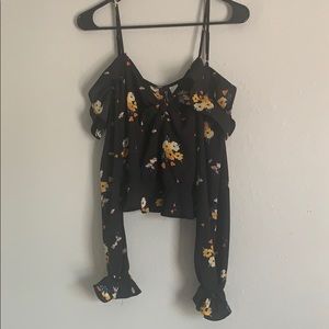 Black off the shoulder crop top